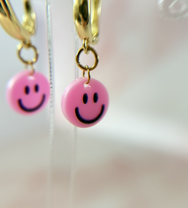 Oorbellen Happy Face Pink