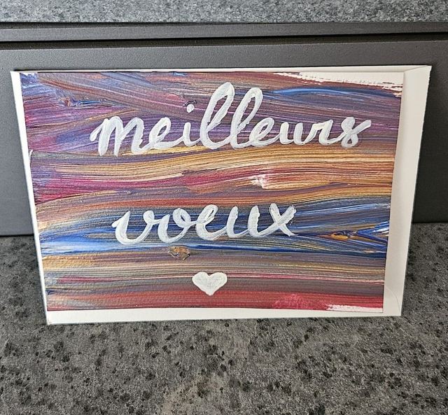 Carte double acrylique originale "Meilleurs voeux" - carte blanche