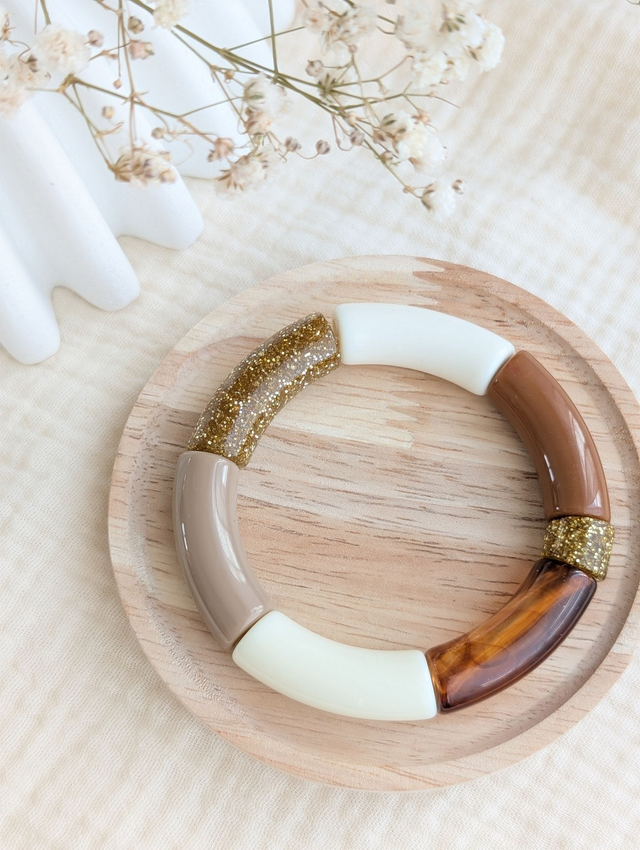 Bracelet jonc Mona camel glitter