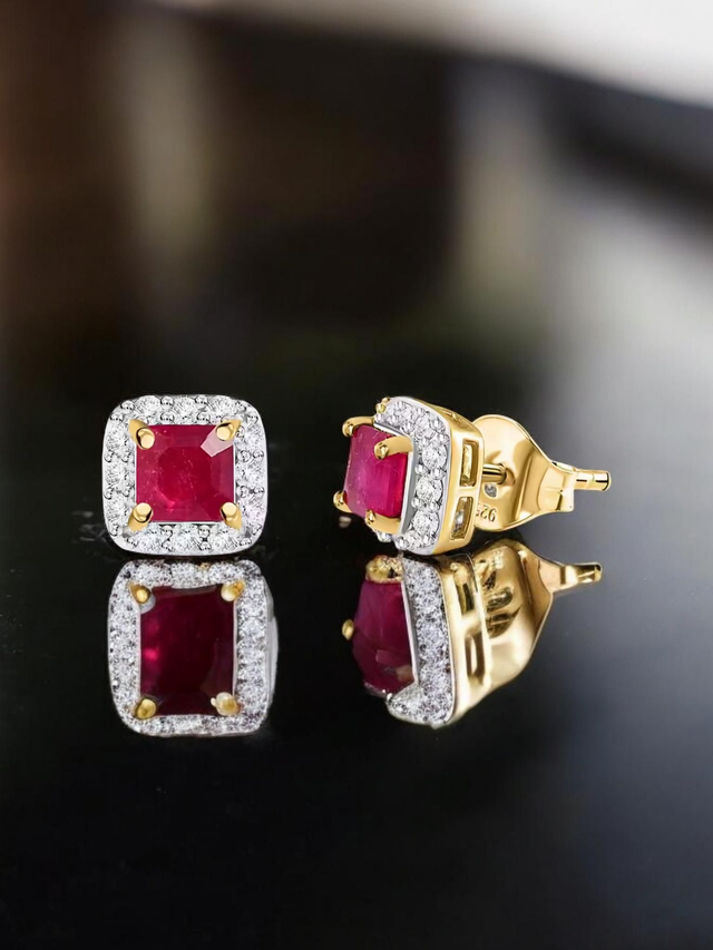 Natural African 2.50 Carat Rubies Stud Earrings.