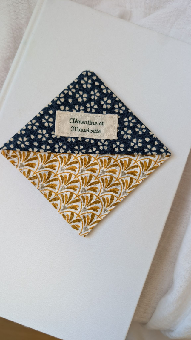 Marque-page "coin"- Soleil d'automne/Myosotys bleu