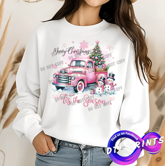 Christmas pink car