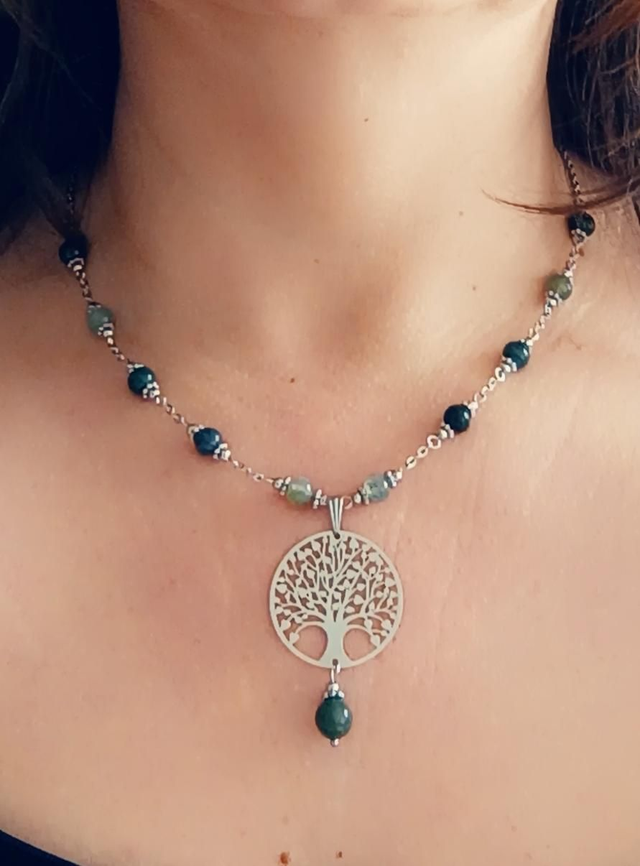 1)Collier Agate Mousse - Souffle de Paix & Renouveau