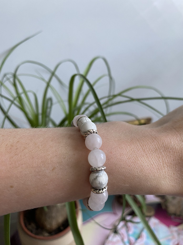 Howlite et Quartz Rose