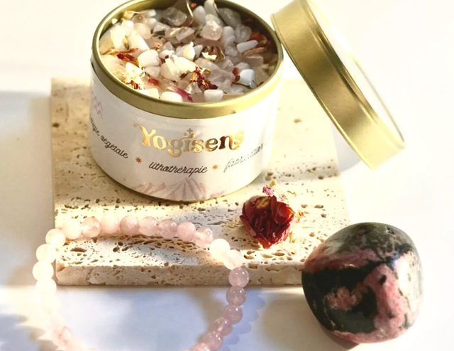 Coffret bien-être spirituel • Amour de soi • Bougie, pierre roulée &amp; bracelet