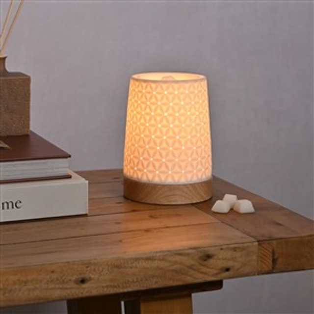 Star Effect Ceramic &amp; Wood Electric Wax Warmer