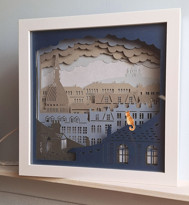 Shadow box "Torino" con luce Led