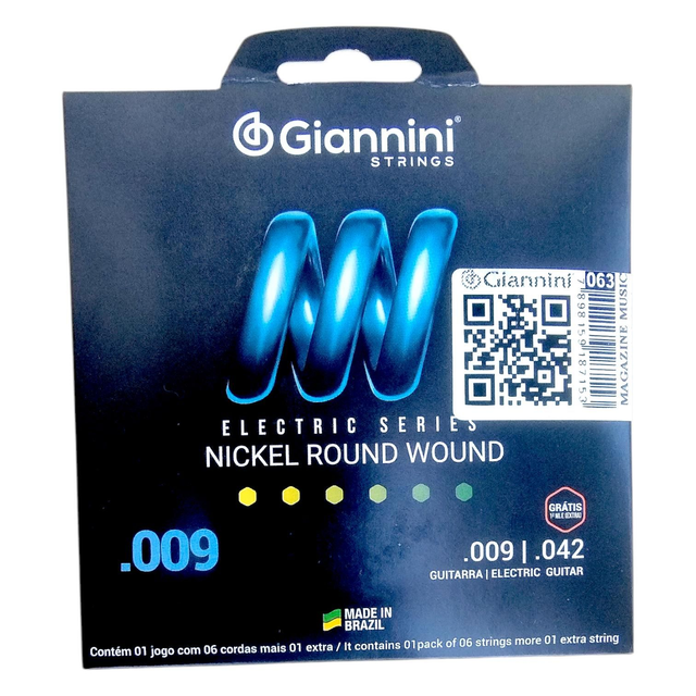 063 - Encordoamento Cordas de guitarra 009 Giannini GEEGST9 Cód 063
