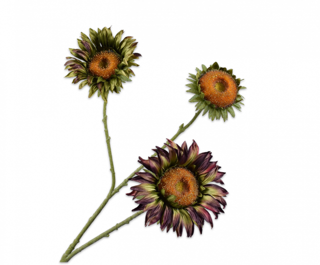 Silk-Ka Zonnebloem tak 87cm lavendel/groen