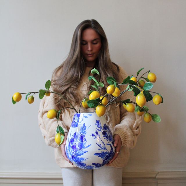 Handgeschilderde Vaas Tasman M Roseship Delfts Blauw