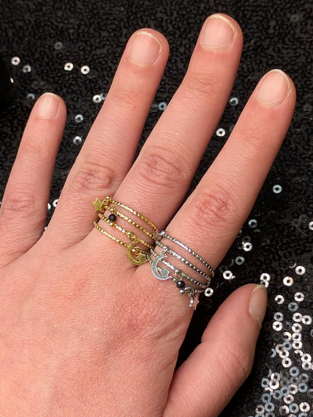 Bague breloque étoile lune 