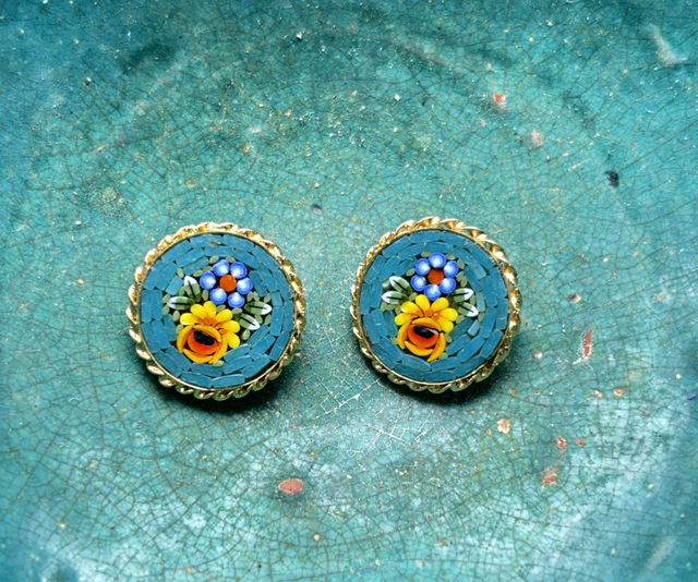 Ohrclips mit  Micro Mosaik/ Blume/  Made in Italy 