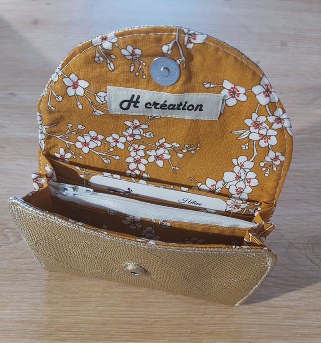 Porte-monnaie doré fleur 