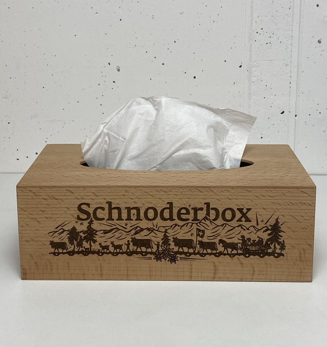 Schnoderbox lang: Buchenholz graviert