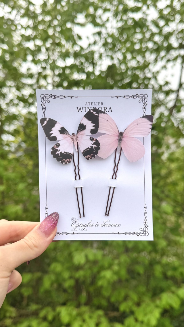 Duo Épingles à cheveux Papillons | Rose