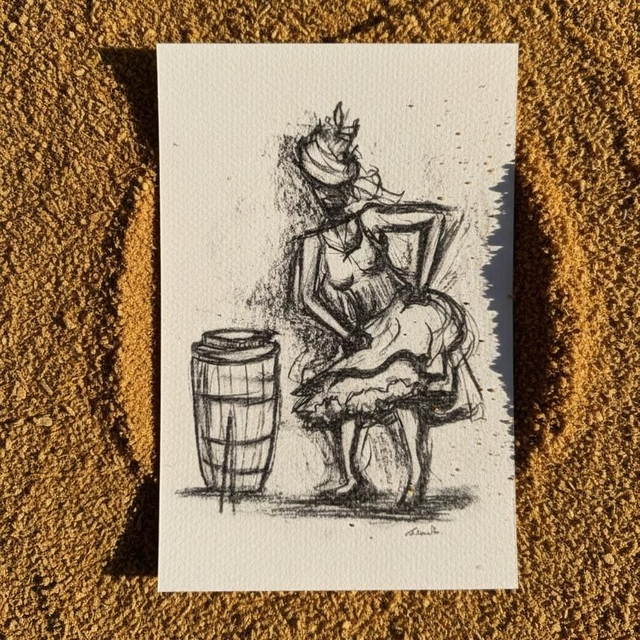 Carte postale A6 - La danseuse au tambour - reproduction 