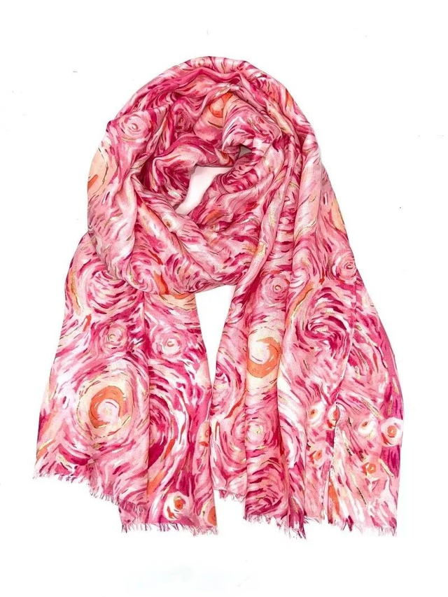 Grand Foulard imprimé Rose LN-16   - Marque LINETA