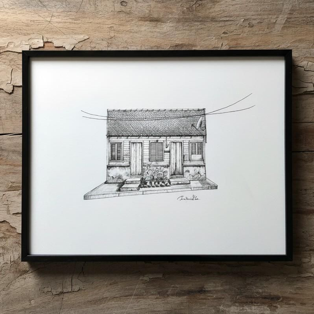 Encre et graphite - case créole #16 - Les Trois Ilets - Martinique 