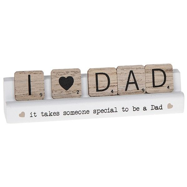 I Love Dad Scrabble Style Table Plaque – Dad Gift &amp; Keepsake