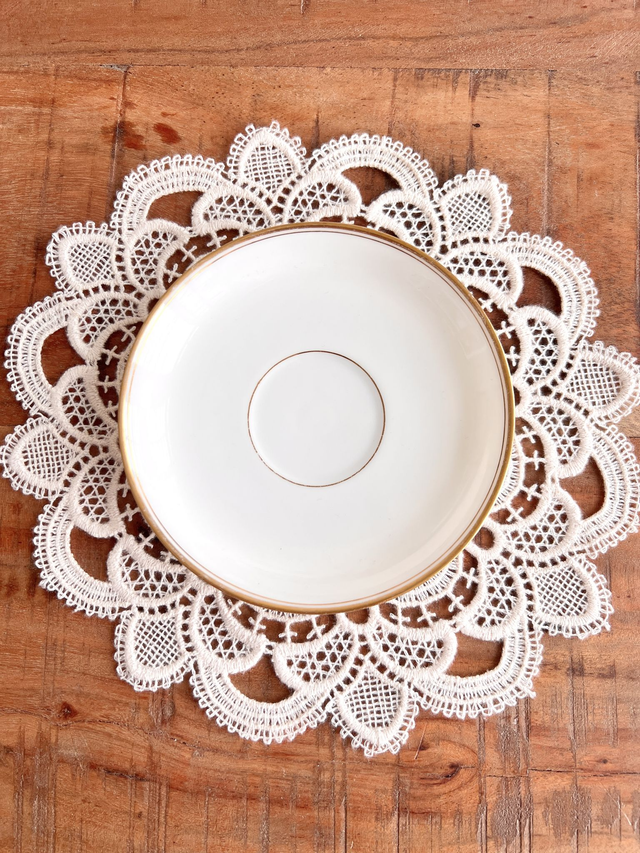 ✨ Sous tasse - en porcelaine "double liseré or"