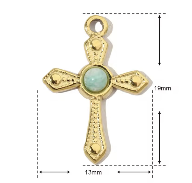 Charm croce con turchese 