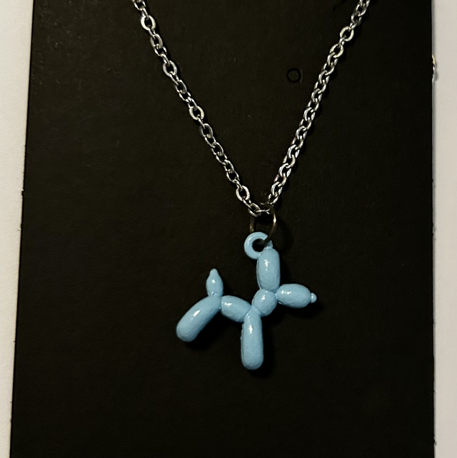 Blue Balloon Dog Necklace 