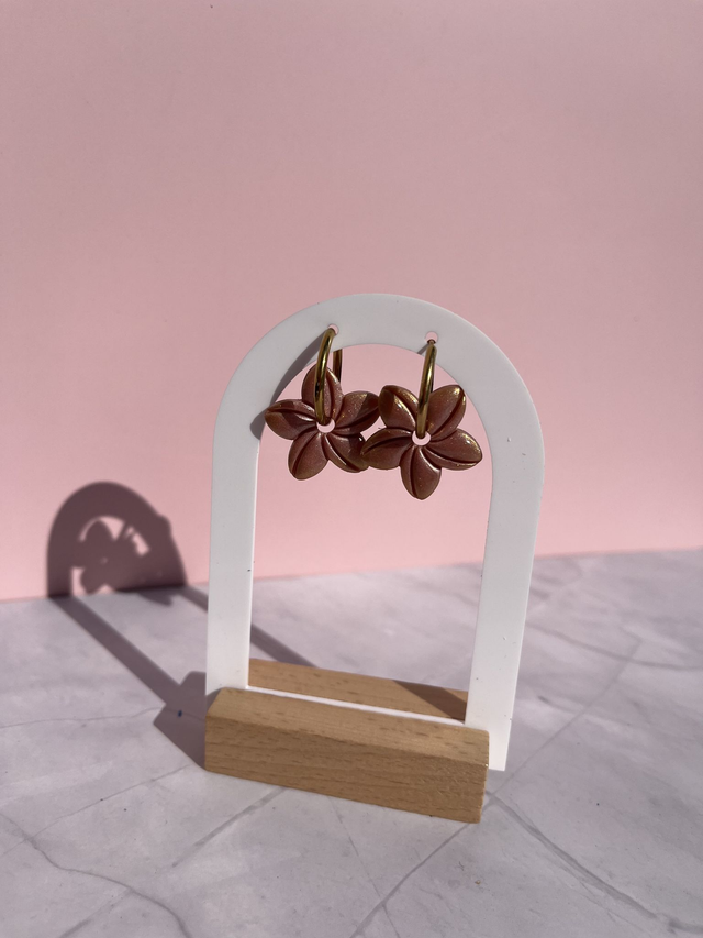 Pampilles fleurs de tiaré rose gold et doré