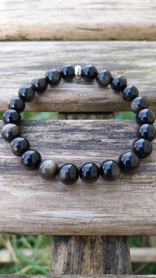 Bracelet Obsidienne dorée qualité 7A