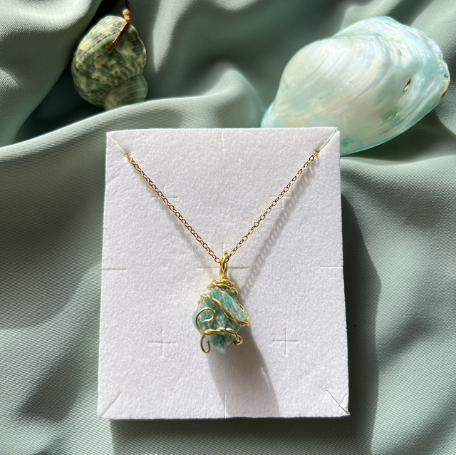 Collana in amazzonite grezza , prov : Russia 🇷🇺, acciaio inox 