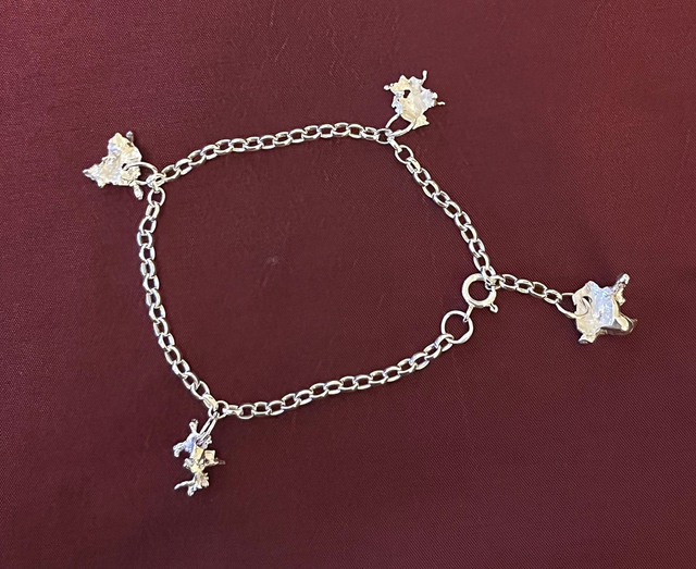 Salt-Cast Sterling Silver Charm Bracelet – Organic Handmade Design