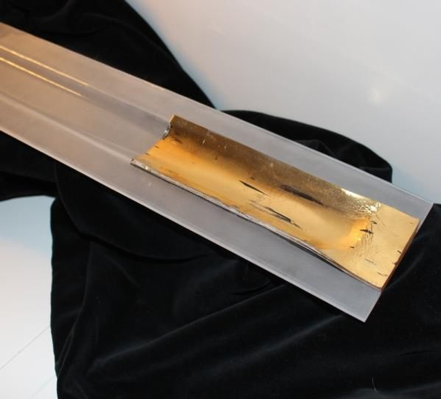 o4 Olivenschale aus Glas . vergoldet 10 x 50 cm . tk 4 o62020 01