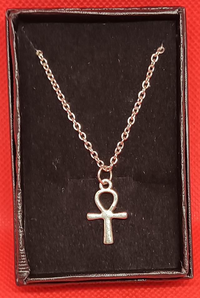 Small Tibetan Silver Ankh Pendant Necklace.