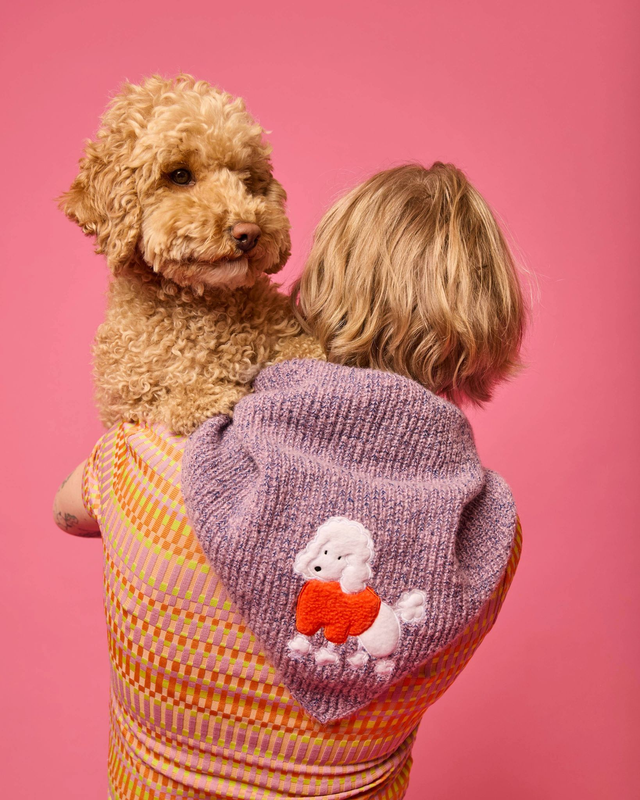 triangle châle vieux rose x thon mayo