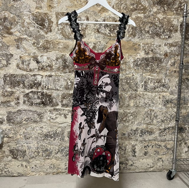 Trompe-l’œil mesh dress #0376