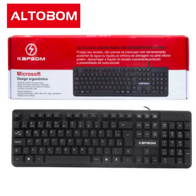 Teclado Usb Abnt2 Padrão Brasileiro Super Macio Notebook Pc kapbom