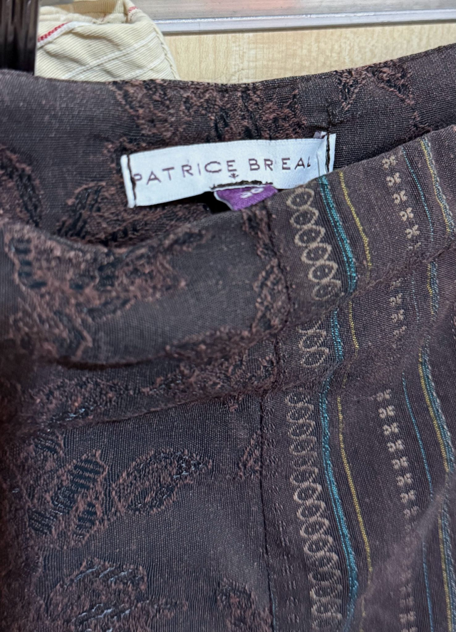 90s Brown Floral Jacquard Midi Skirt - M