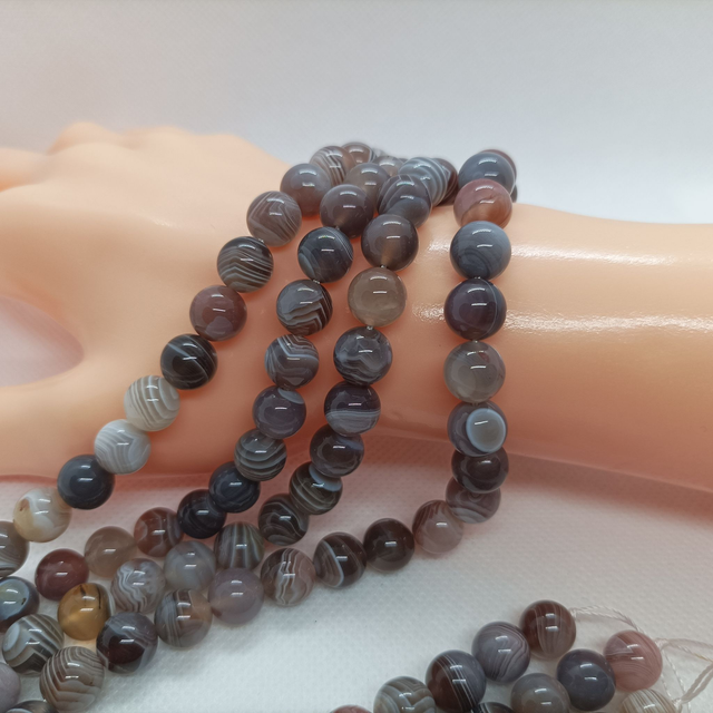 Agate de Botswana / Fil de Perles en 8 mm / Boules en Pierres Naturelles Rondes et Polies