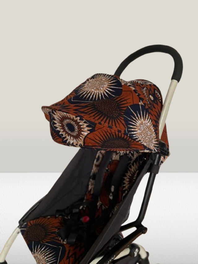 Habillage de poussette yoyo upcyclé - Rosaces marrons