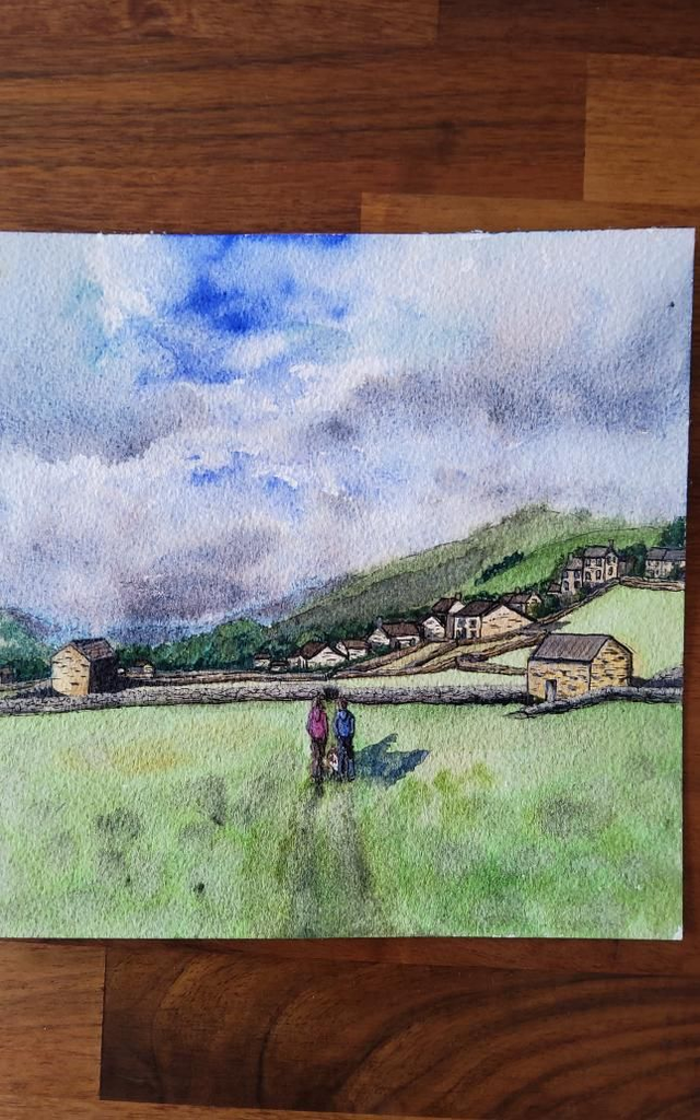 Arriving into Gunnerside- original watercolour.