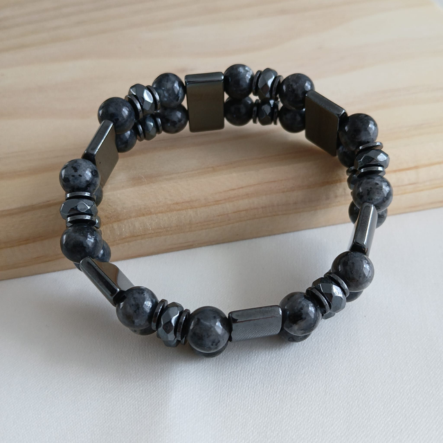 Heren armband Labradorietkwarts en Hematiet (2.036)