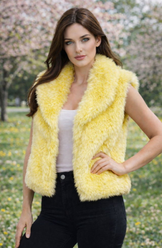 Teddy gilet Kim - geel