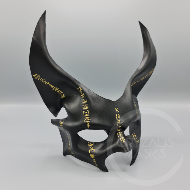 Gold Hieroglyph Anubis leather mask