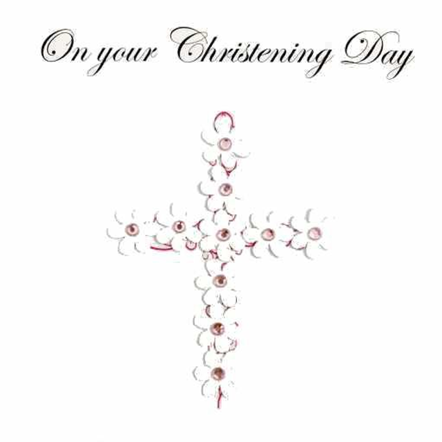 Cross With Flowers Christening - Pink