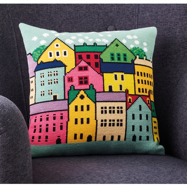 Permin The Houses Cushion Counted Cross Stitch Kit