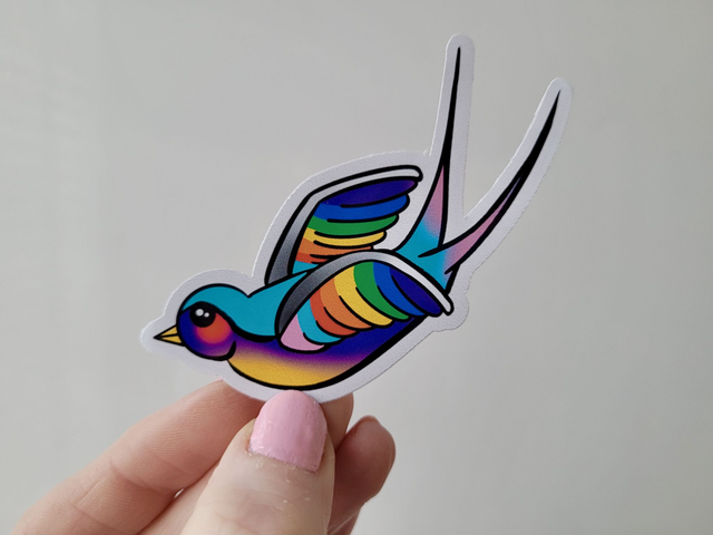 Progress Pride Swallow Vinyl Sticker