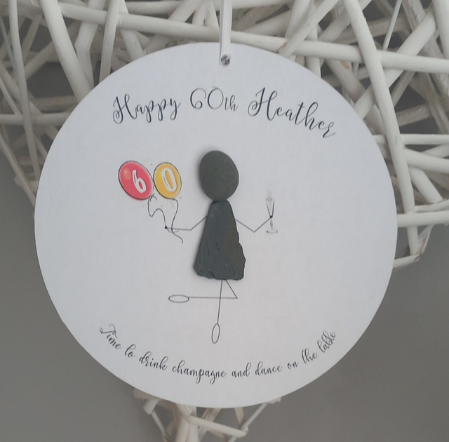 Unique 18th, 21st, 30th, 40th, 50th, 60th Birthday Pebble Art Plaque - Personalised Gift for Milestone Celebration