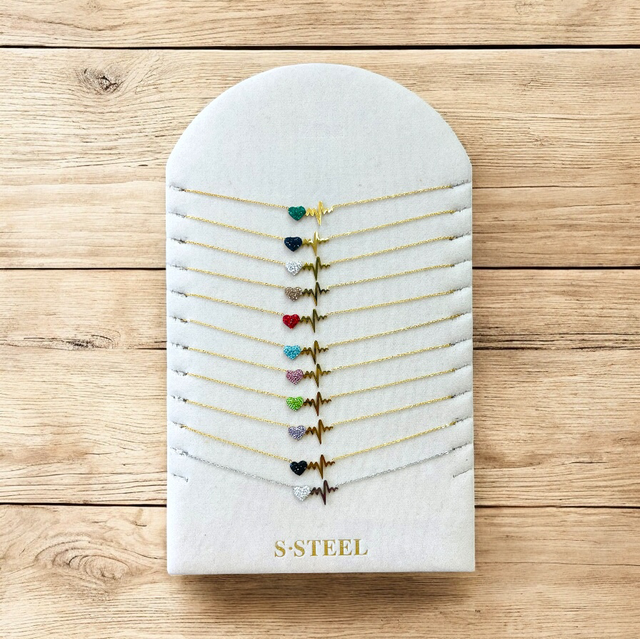 Collier rythme cardiaque strass