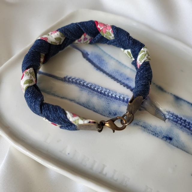 Bracelet Jeannette- un air de Liberty rose- Fermoir Bronze 