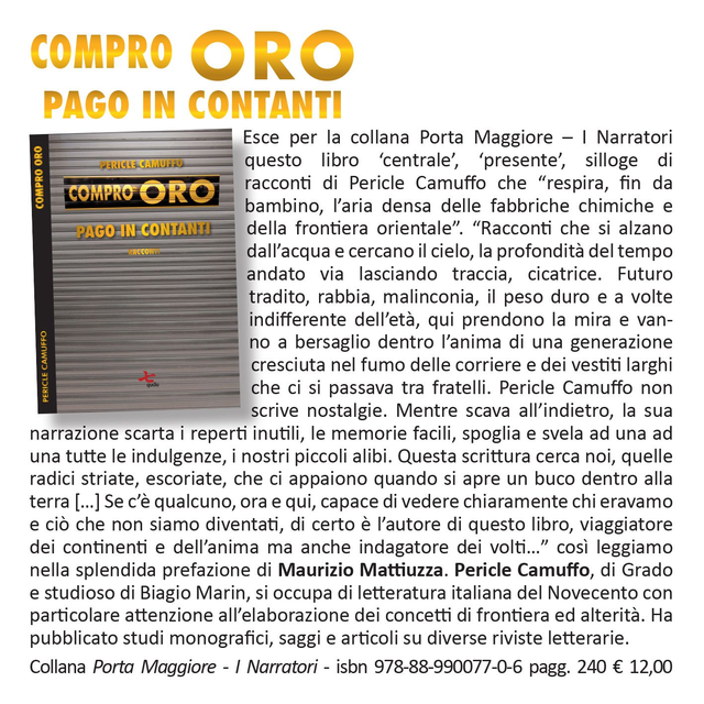 Pericle Camuffo, "Compro oro. Pago in contanti", qudulibri 2020