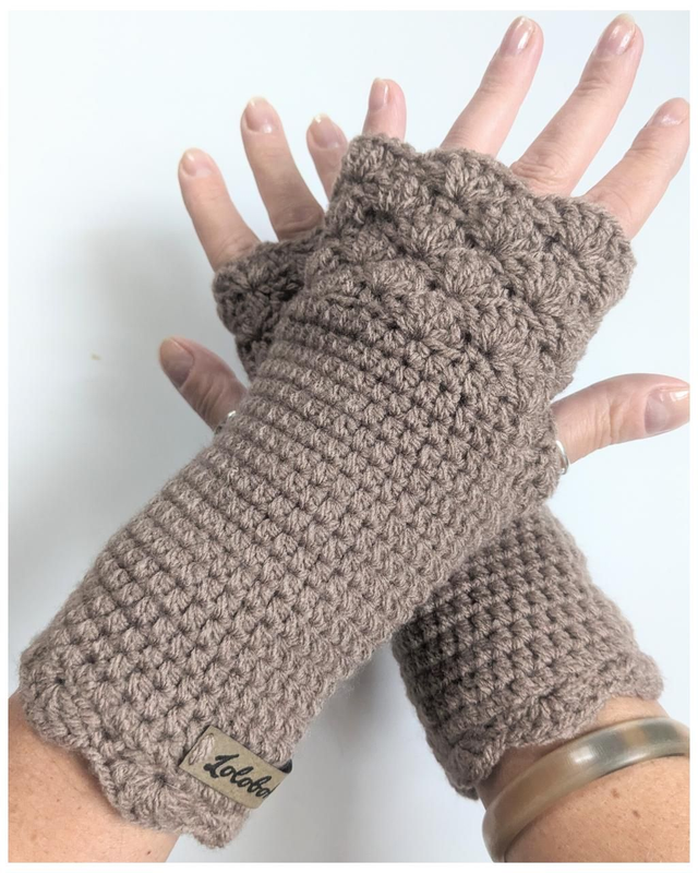 Mitaines au crochet Taupe
